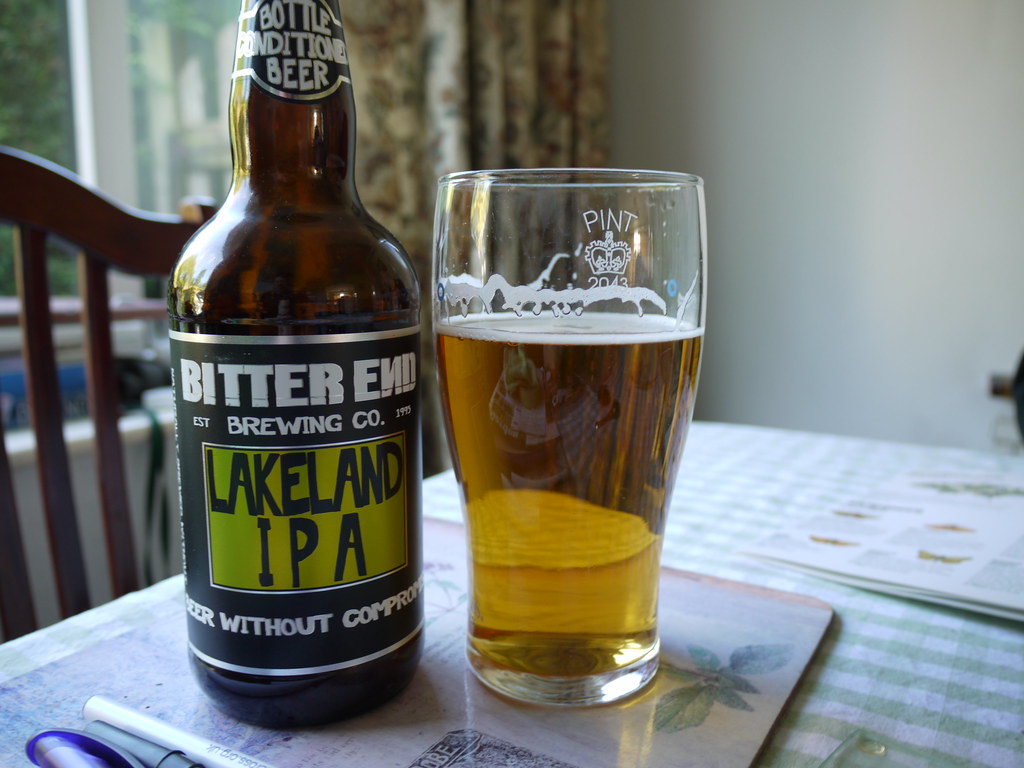 A glass of amber ale or IPA